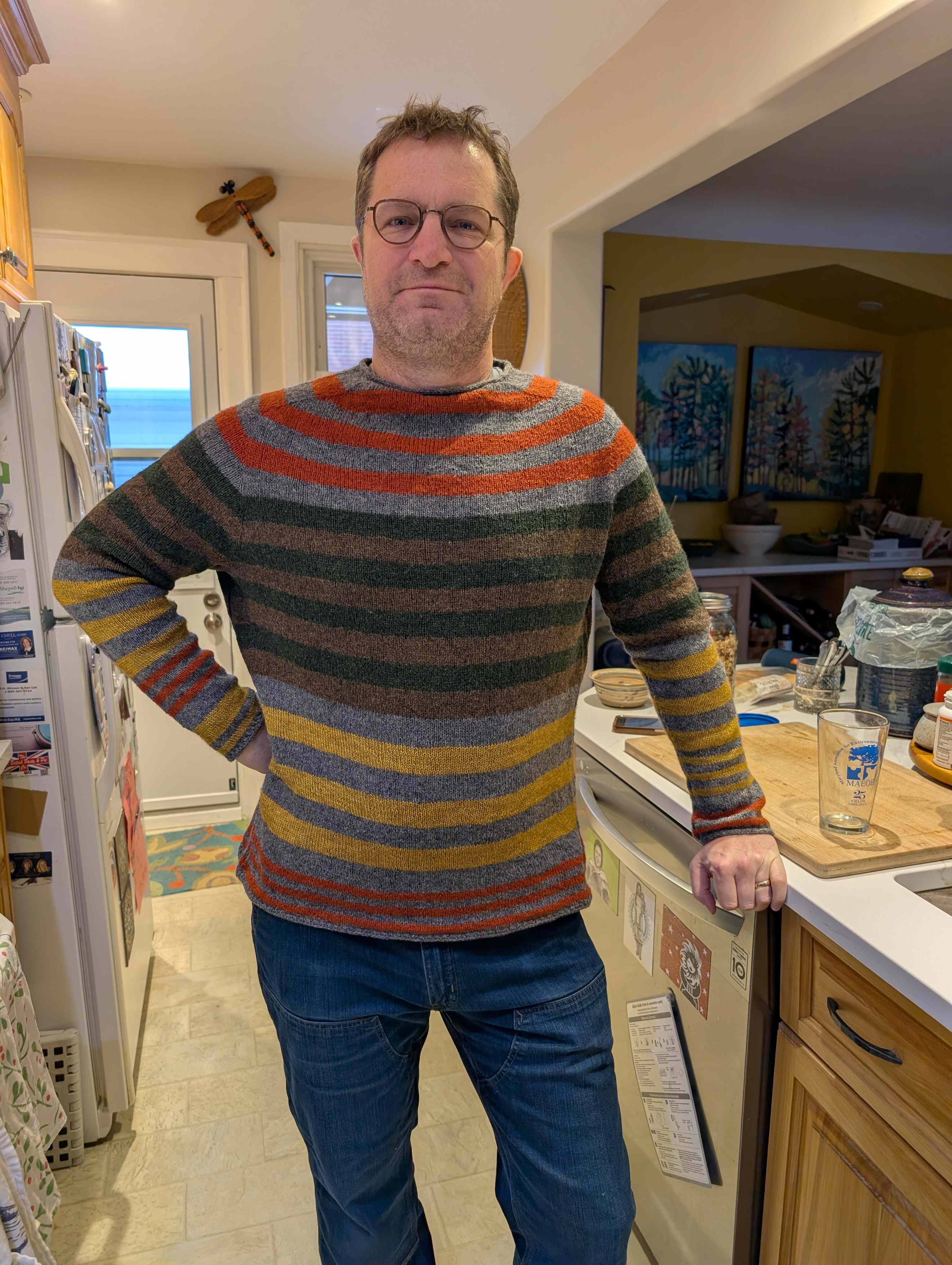 Tyler's striped sweater